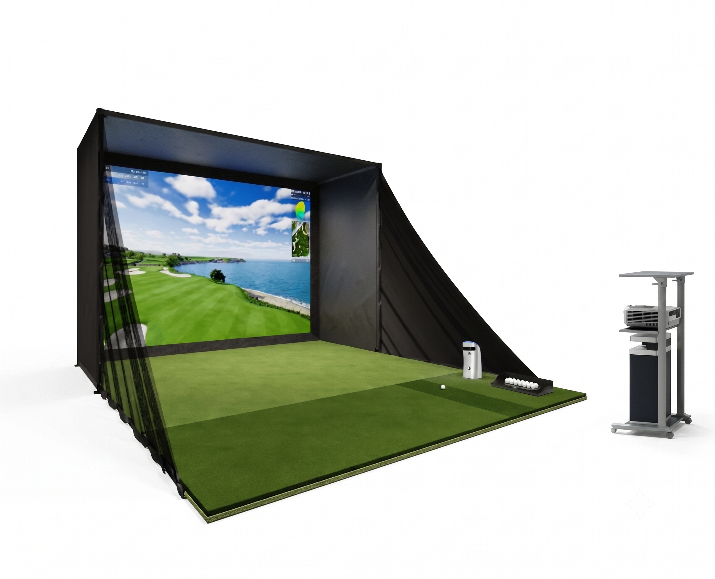 Full Home & Garage Golf Simulator Package w/ Enclosure & Projector Mount | Golfjoy P7/P8