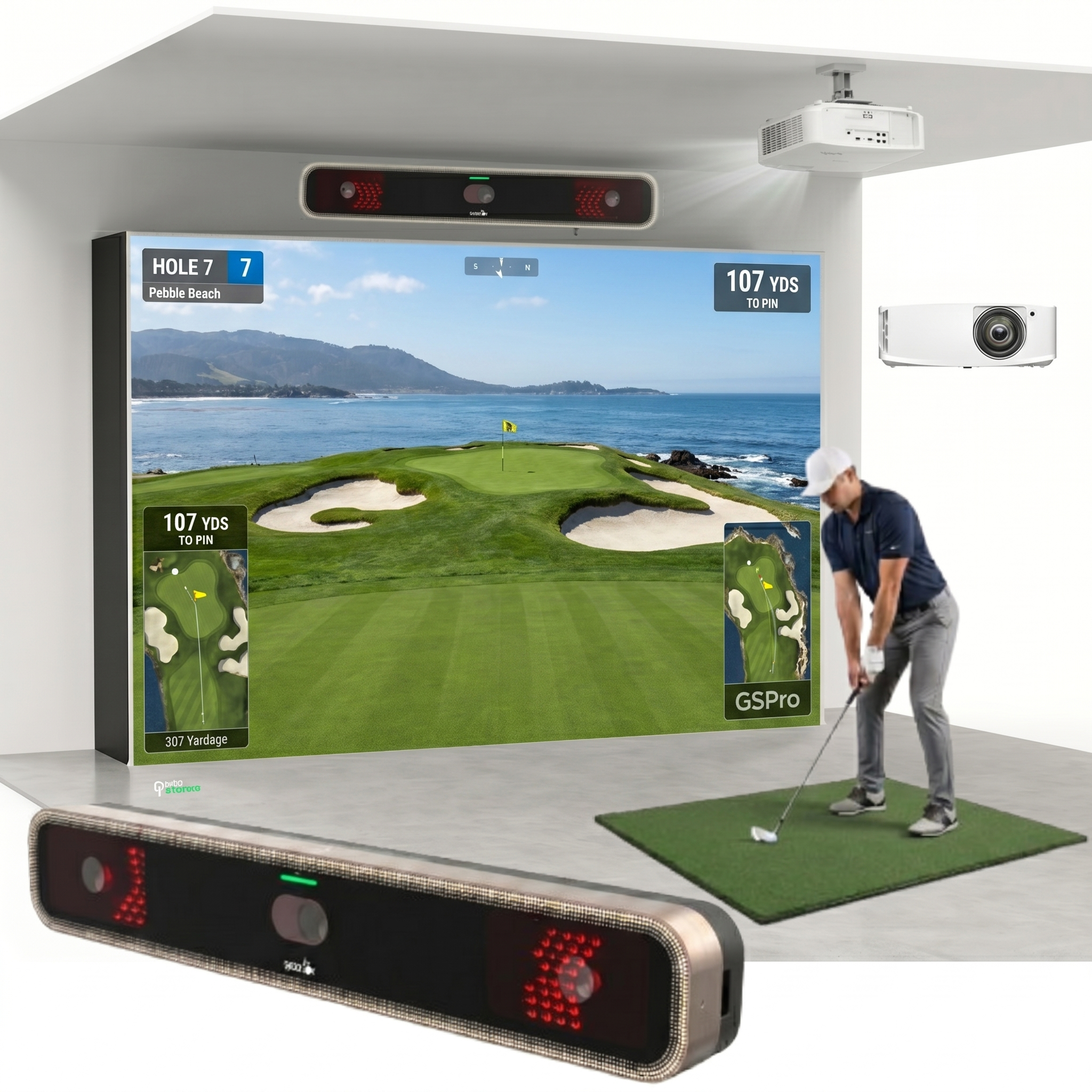 Golfjoy GR3 Overhead Launch Monitor with Wedge Bay™ Turnkey Golf Studio