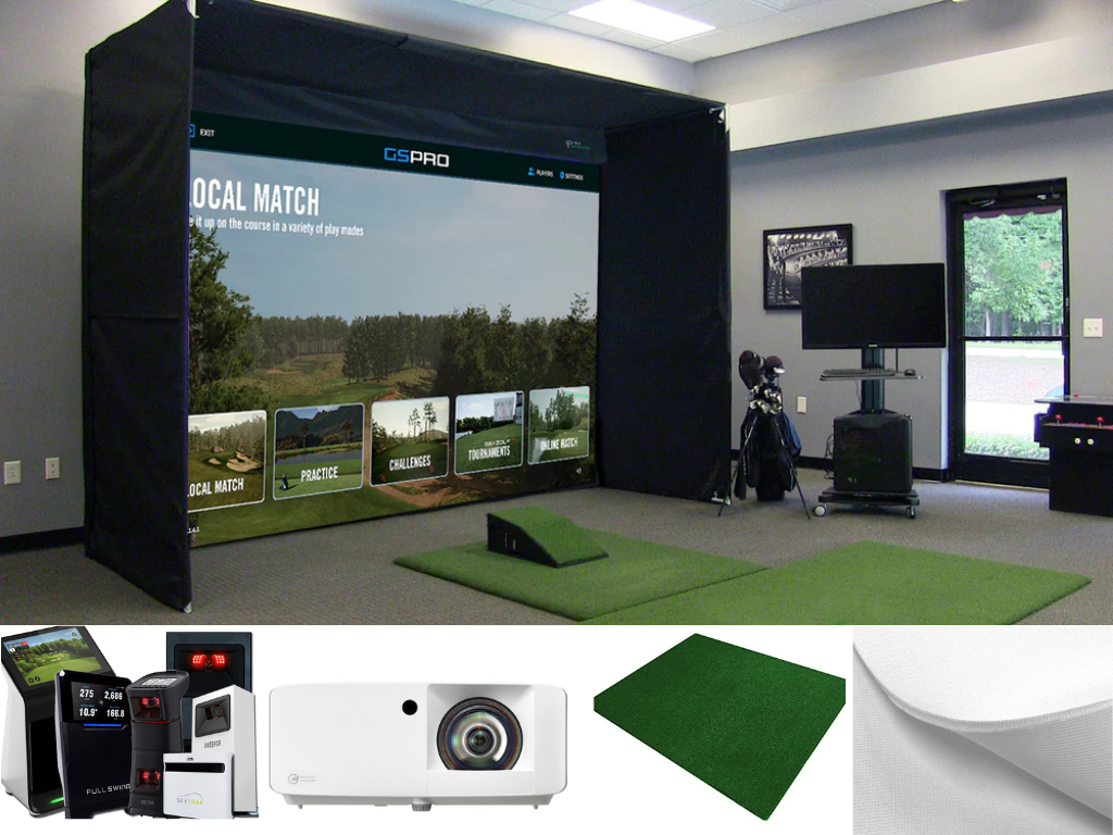 Guardian Bay™ Safety Enclosure with 4K Short-Throw Golf Simulator Projector Bundle | Premium Studio