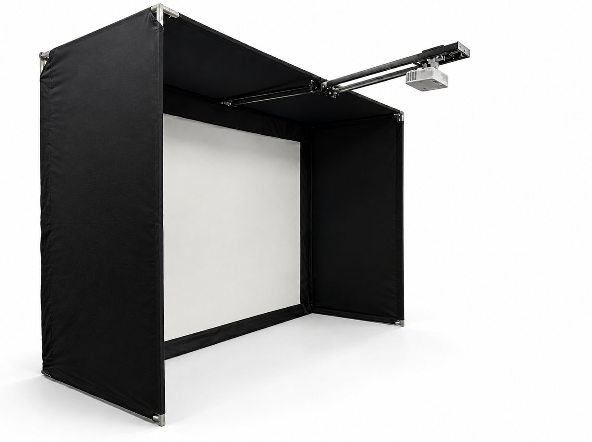OptiBay™ Golf Enclosure with Projector Mount | Premium 4K Impact Screen, Padding System for High-Ceiling Rooms