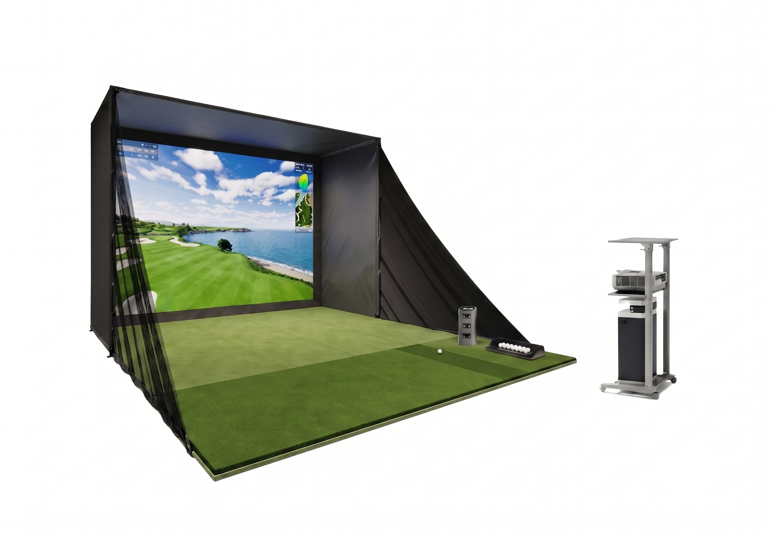 Full Home & Garage Golf Simulator Package w/ Enclosure & Projector Mount | Golfjoy P7/P8