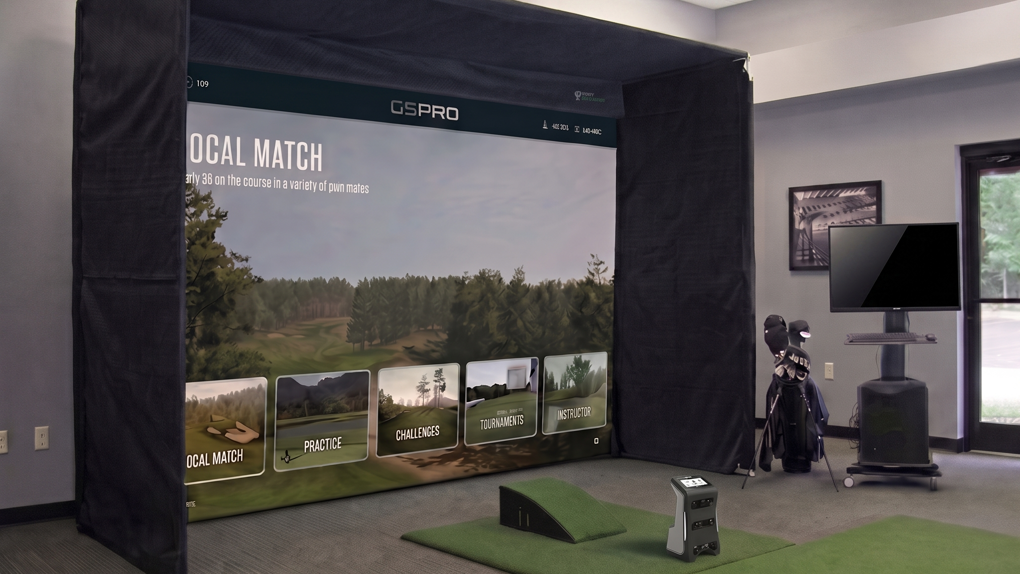 Nvisage Neo-E Launch Monitor with Guardian Bay™ Golf Simulator Studio