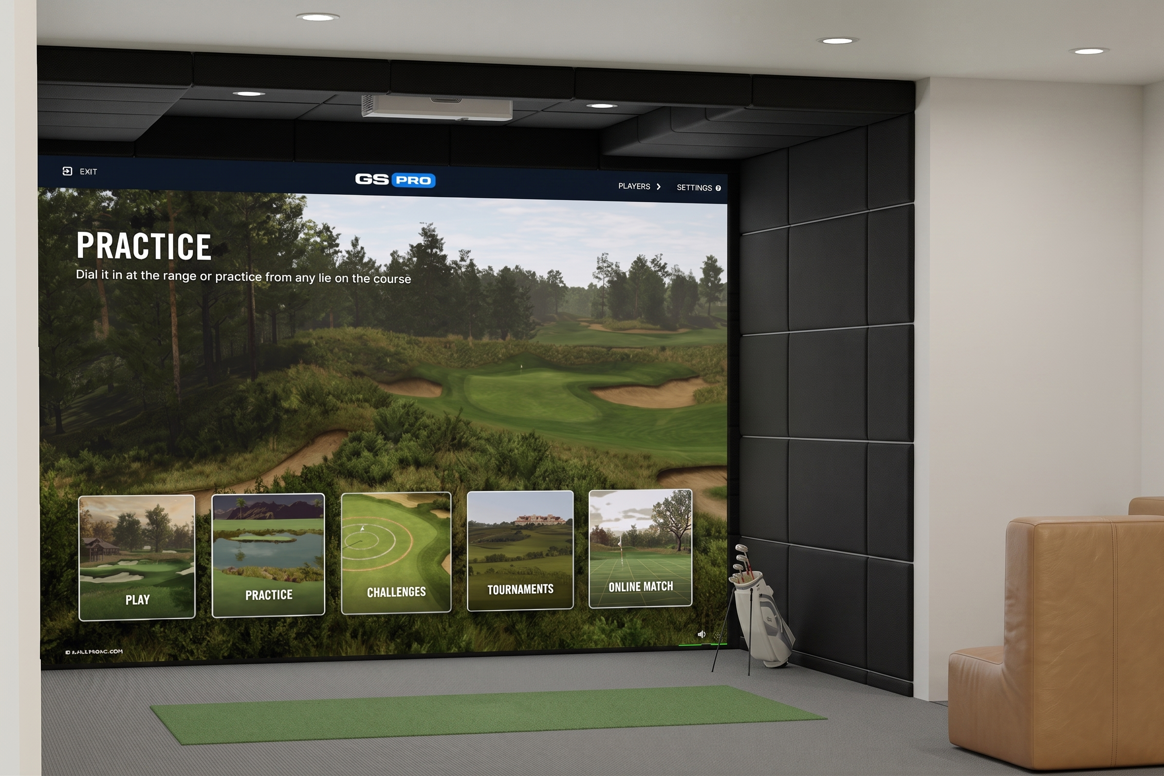 Golf Simulator Wall Padding Tiles and Padded Ceiling Panels