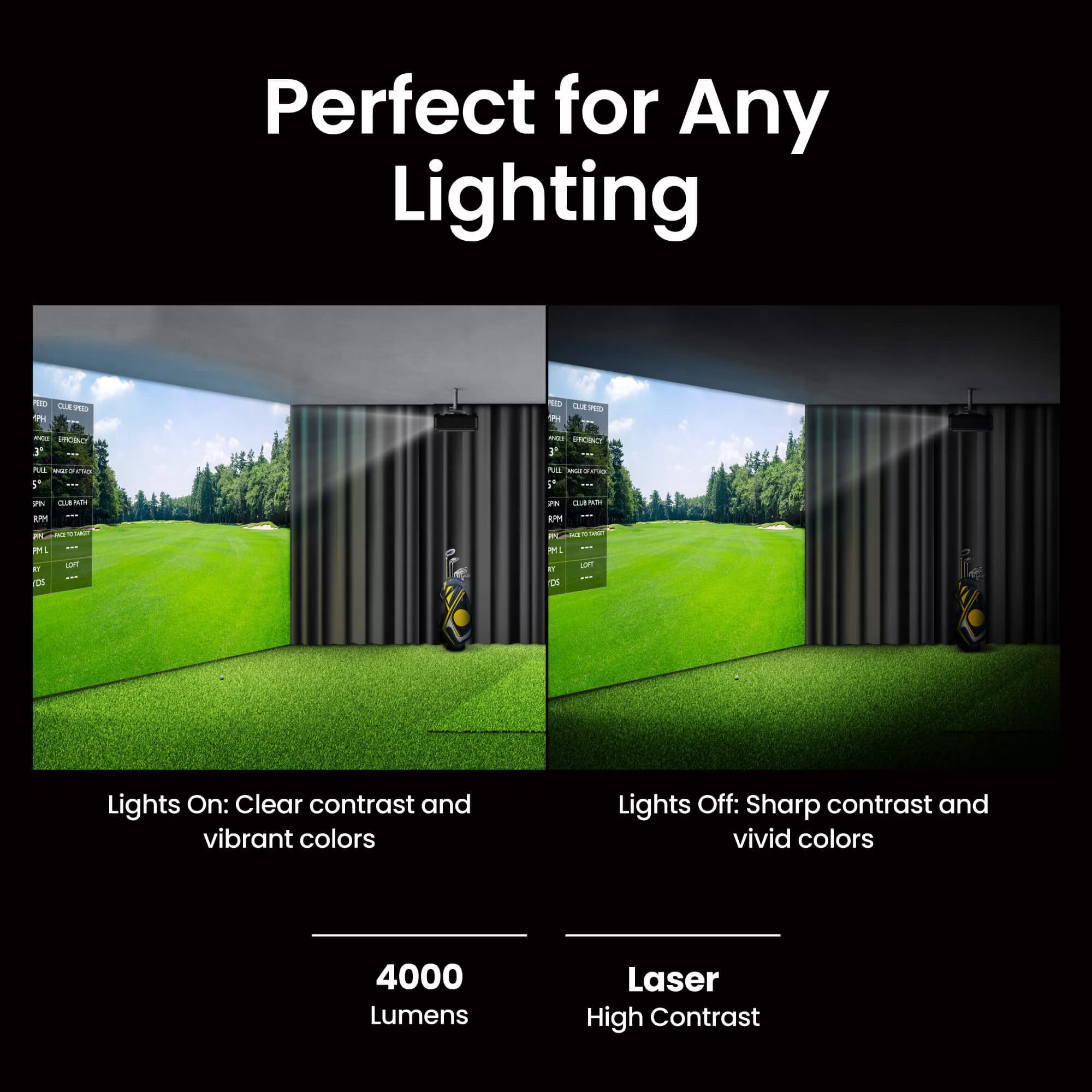 BenQ AH500ST 4000lm Ultra Short Throw Laser Golf Simulator Projector - Built for Home & Garage Sims