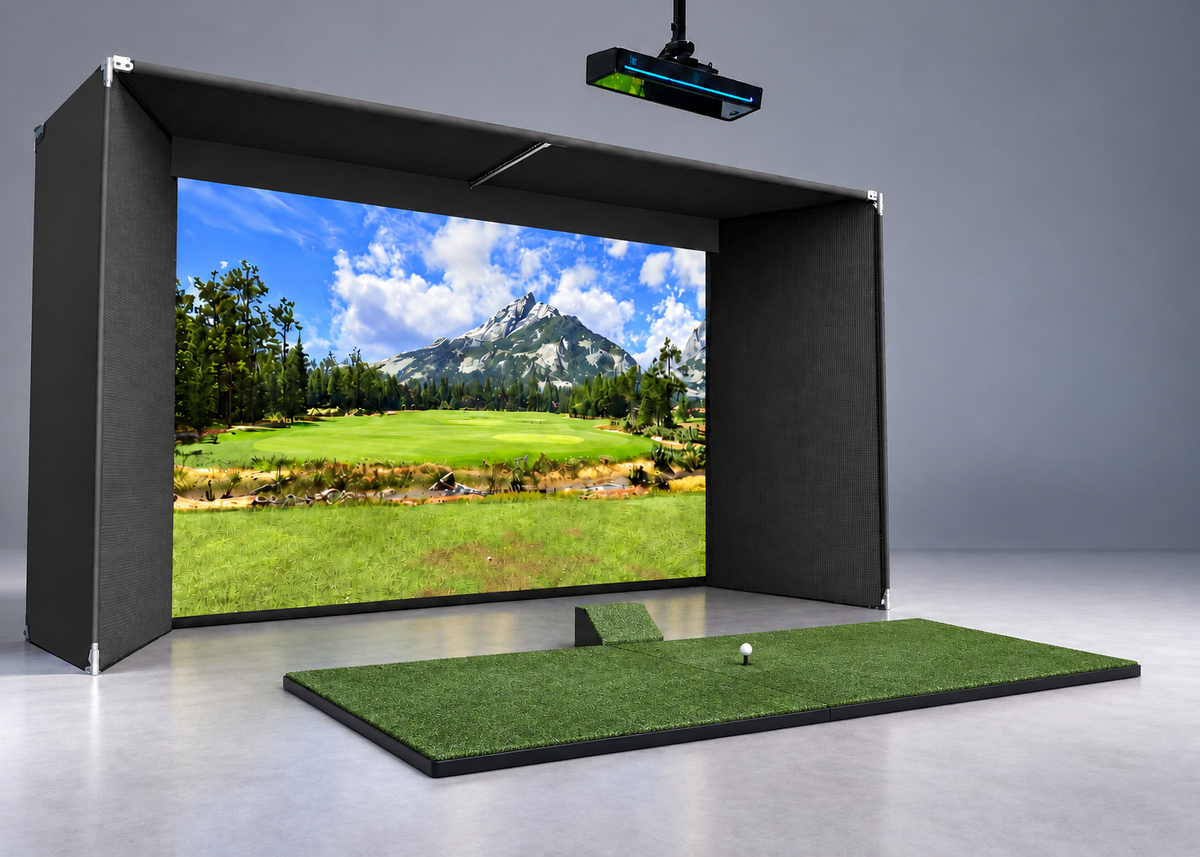 TruGolf APOGEE 4K Golf Simulator Package – Freestanding Flush Wall-to-Wall Mega Studio Bay (Home & Commercial)
