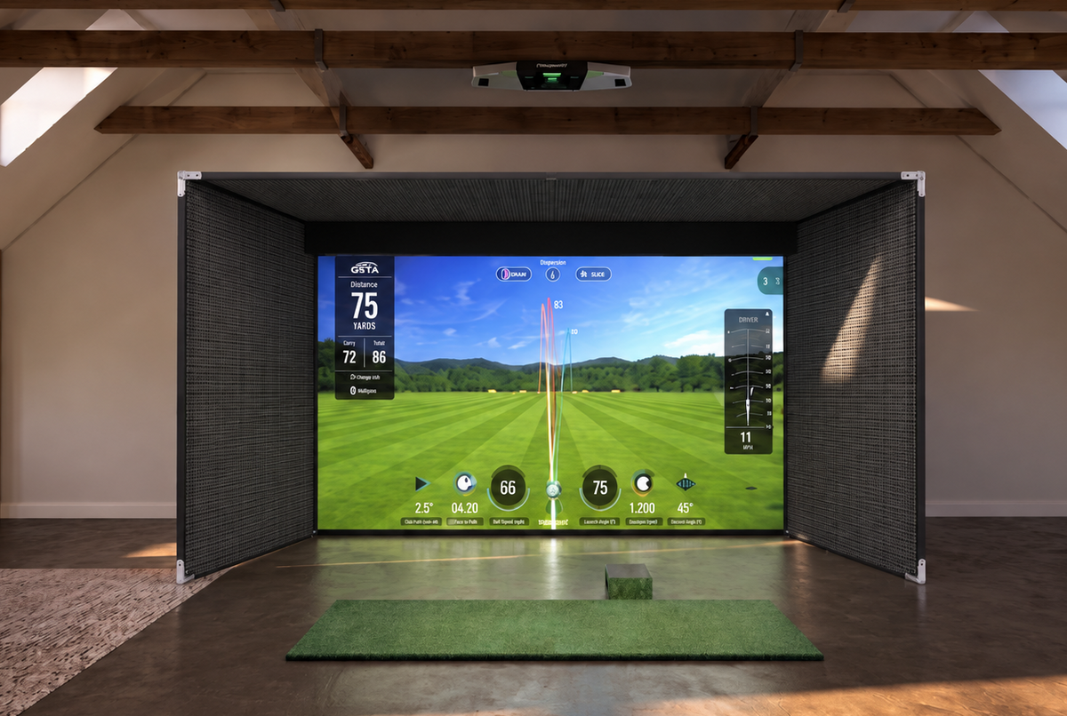 Falcon 4K Golf Simulator Studio – Freestanding Flush Wall-to-Wall Enclosure (Commercial & Residential)