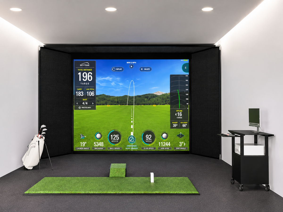 MegaStudio Bay™ Luxury Wall-to-Wall Golf Simulator Bay with Floating Cinema Screen